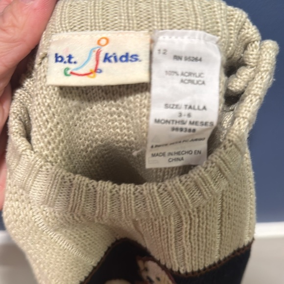 b.t. kids White Blue Embroidered Dog Sweater Baby Toddler Boy Size 3/6 month - Picture 5 of 8